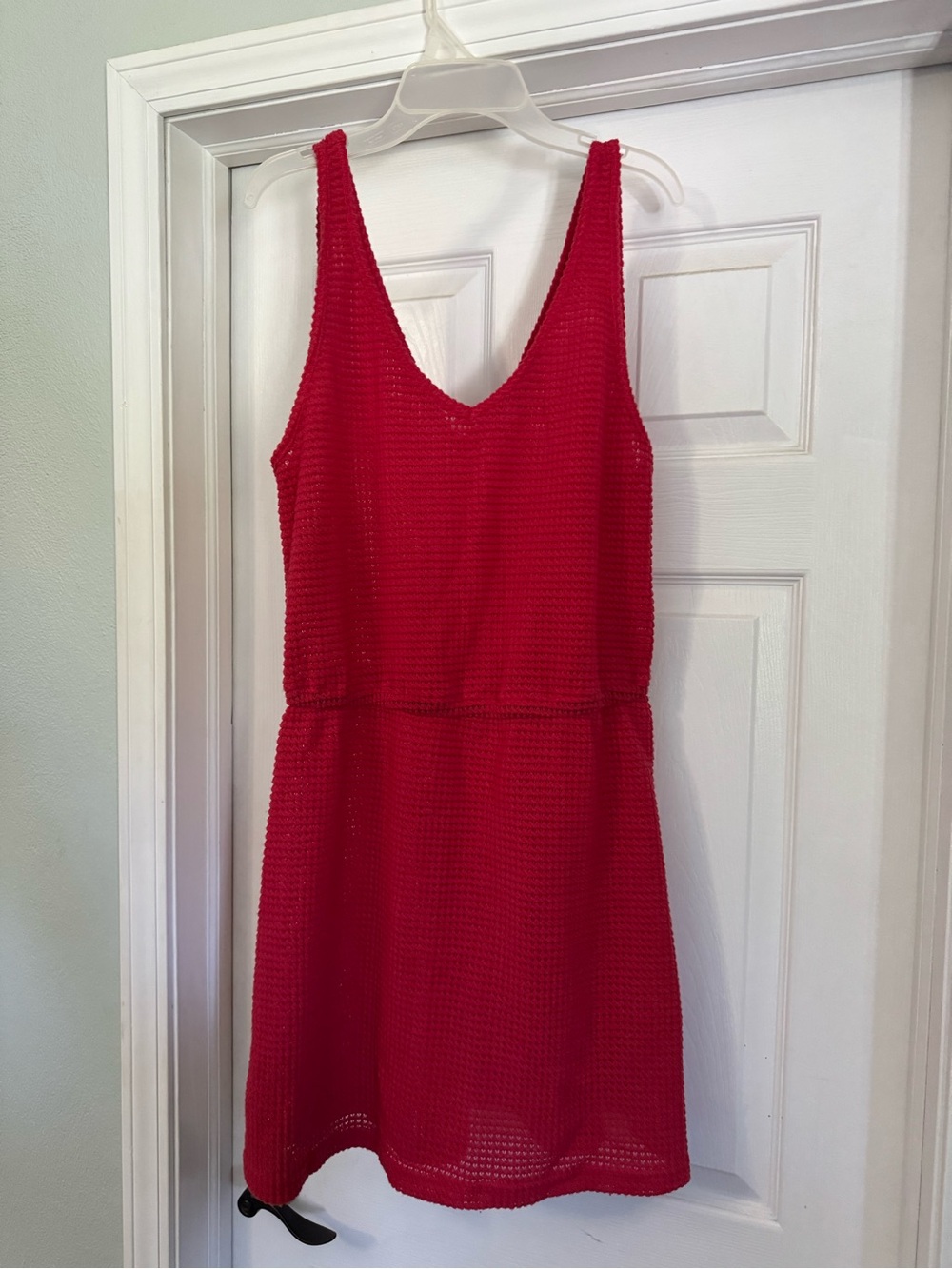 Cupshe Red Crochet V-Neck Swim Coverup Dress